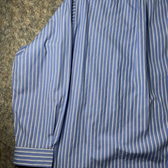 Ralph Lauren Men’s 18 36/37 Blue Stripe Shirt Long Sleeve Classic Fit Button - Picture 9 of 10
